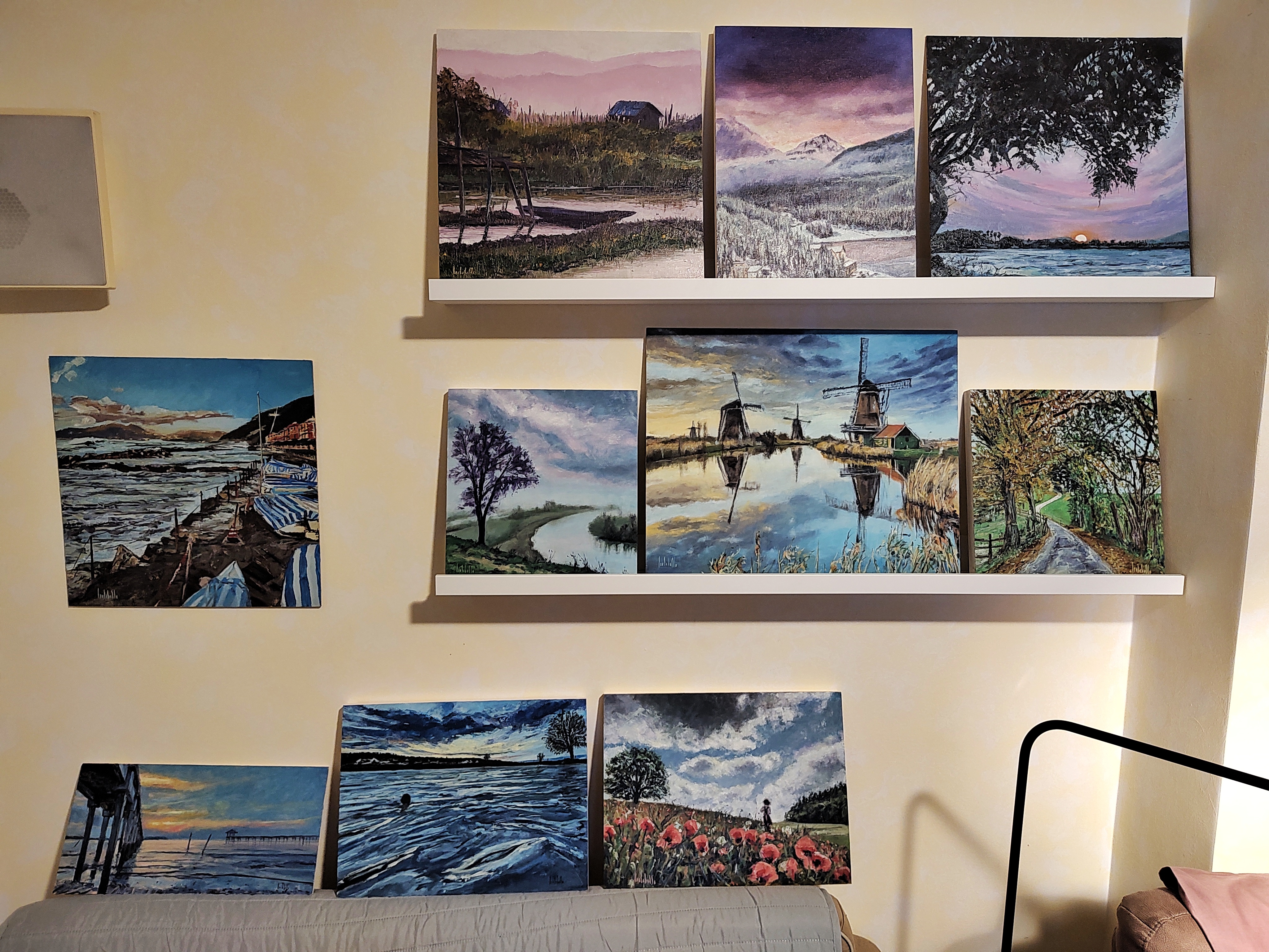 A few of my paintings waiting…